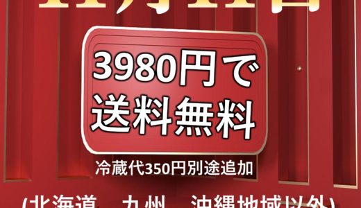 11月11日より送料無料ラインが3980円に変更されました！